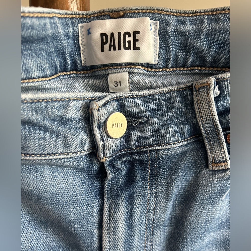 Paige Cindy Distressed Speak Easy Straight Jeans Size 31 - Picture 6 of 10
